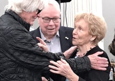 Green Durham Association - Image of Long time GDA board member Brian Buckles (left) congratulates former Member of Parliament and champion of the Rouge National Urban Park, Pauline Browse (right) and former Mayor of Toronto and federal Member of Parliament David Crombie (centre). 