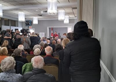 Green Durham Association - Image of The press conference was attended by 4 cabinet ministers, several sitting members of parliament, many dignitaries, and a room packed with families who had lost their land to expropriation and fought to prevent an airport from being built on valuable farmland. 