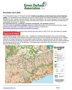 Image of the Green Durham Association - Newsletter - Spring - April 2026.