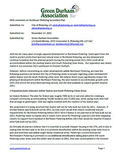 Green Durham Association - Submission to Pickering Statutory Meeting Image of Green Durham Association - Proposed Pickering Airport Noise Exposure Forecast NFP - thumbnail